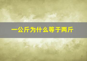 一公斤为什么等于两斤