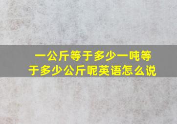 一公斤等于多少一吨等于多少公斤呢英语怎么说