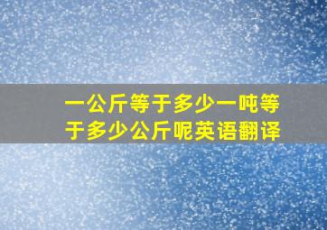 一公斤等于多少一吨等于多少公斤呢英语翻译