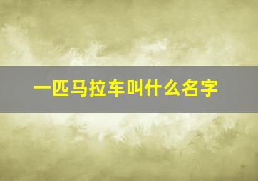 一匹马拉车叫什么名字