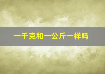 一千克和一公斤一样吗