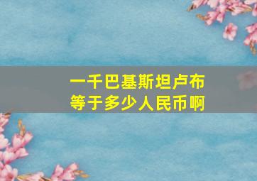 一千巴基斯坦卢布等于多少人民币啊