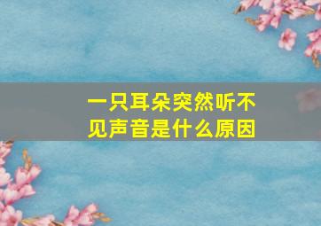 一只耳朵突然听不见声音是什么原因