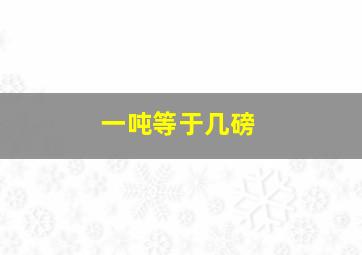 一吨等于几磅