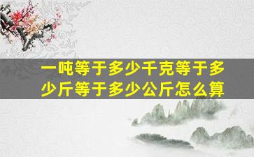 一吨等于多少千克等于多少斤等于多少公斤怎么算