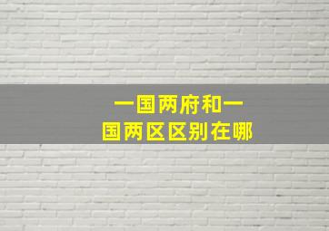 一国两府和一国两区区别在哪