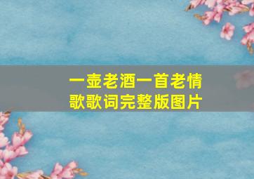 一壶老酒一首老情歌歌词完整版图片