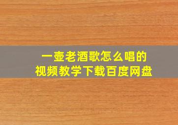 一壶老酒歌怎么唱的视频教学下载百度网盘