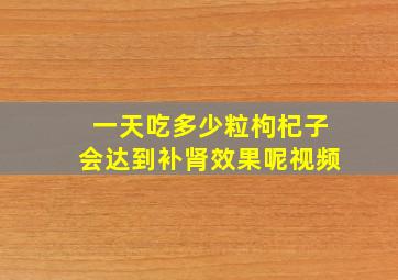 一天吃多少粒枸杞子会达到补肾效果呢视频