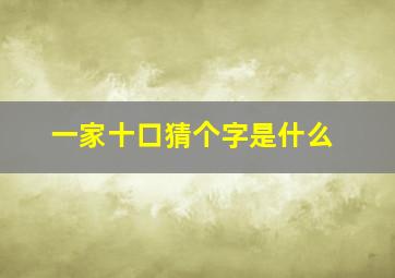 一家十口猜个字是什么