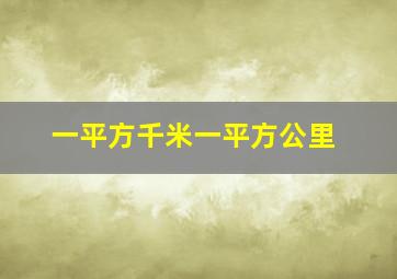 一平方千米一平方公里