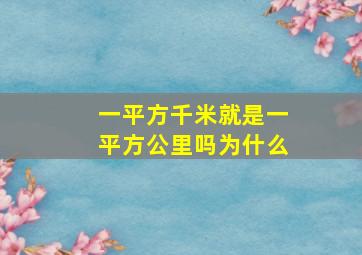 一平方千米就是一平方公里吗为什么