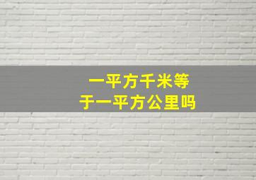 一平方千米等于一平方公里吗