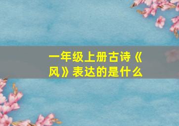 一年级上册古诗《风》表达的是什么