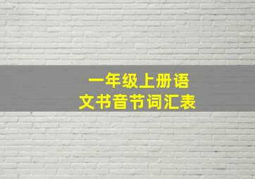 一年级上册语文书音节词汇表