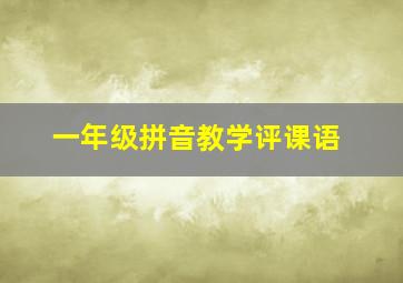 一年级拼音教学评课语