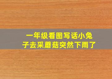 一年级看图写话小兔子去采蘑菇突然下雨了