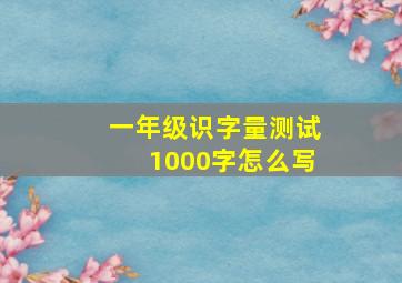 一年级识字量测试1000字怎么写