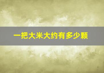 一把大米大约有多少颗