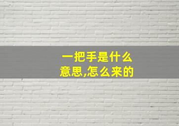 一把手是什么意思,怎么来的