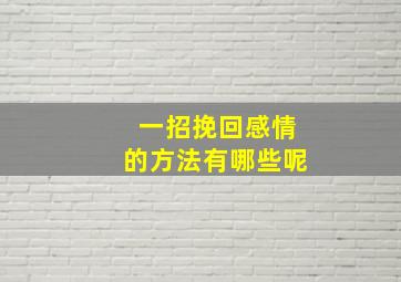 一招挽回感情的方法有哪些呢