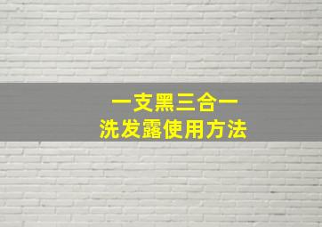 一支黑三合一洗发露使用方法