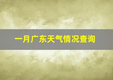 一月广东天气情况查询