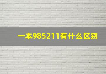 一本985211有什么区别