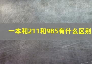 一本和211和985有什么区别