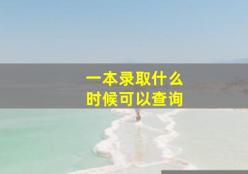 一本录取什么时候可以查询