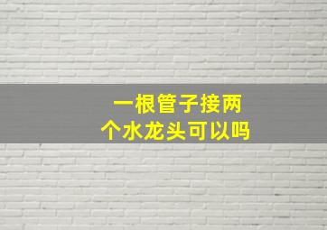 一根管子接两个水龙头可以吗