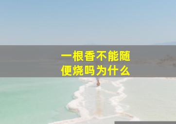 一根香不能随便烧吗为什么