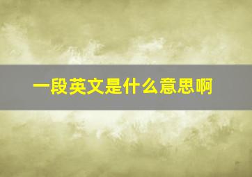 一段英文是什么意思啊