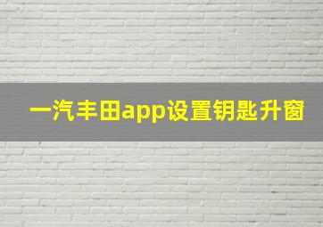 一汽丰田app设置钥匙升窗