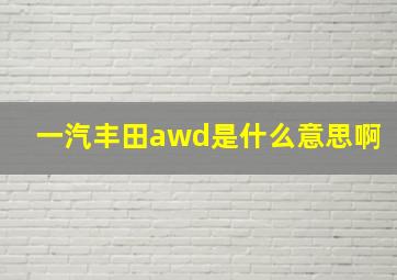 一汽丰田awd是什么意思啊