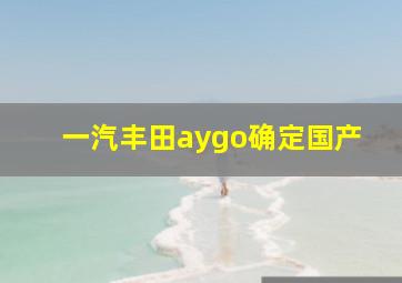 一汽丰田aygo确定国产