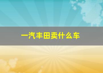 一汽丰田卖什么车