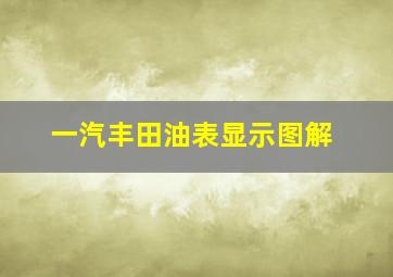 一汽丰田油表显示图解