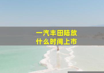 一汽丰田陆放什么时间上市