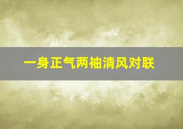 一身正气两袖清风对联