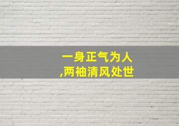 一身正气为人,两袖清风处世