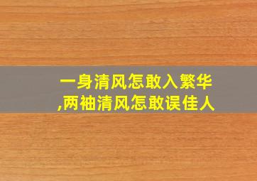 一身清风怎敢入繁华,两袖清风怎敢误佳人