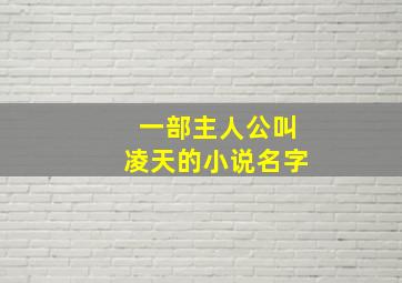 一部主人公叫凌天的小说名字