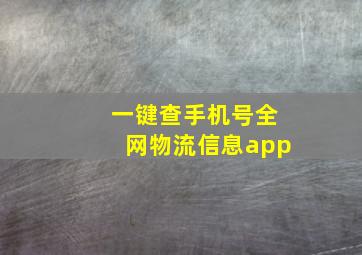 一键查手机号全网物流信息app