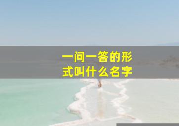 一问一答的形式叫什么名字