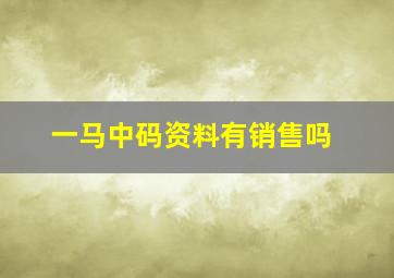 一马中码资料有销售吗