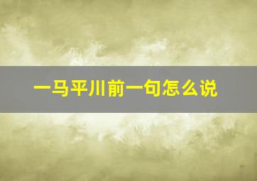 一马平川前一句怎么说