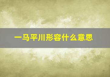 一马平川形容什么意思