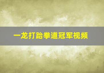 一龙打跆拳道冠军视频