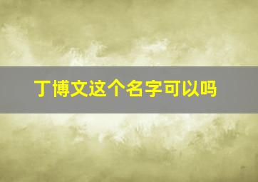 丁博文这个名字可以吗